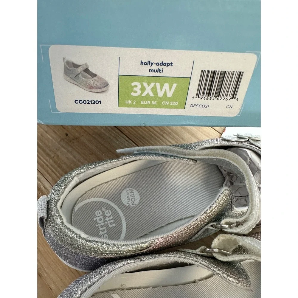 Stride Rite Holly Adapt Glitter‎ Mary Janes Flower Accent Shoes 3XW